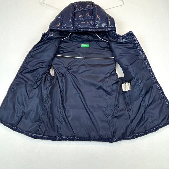 Benetton Puffer Vest Kids XL Age 10-11 Years Blue Hood Pockets United Colors - Picture 6 of 11